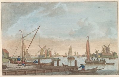 Zaan ved Wormerveer, ca. 1790 Wormerveer van de Poelsluis / Wormerveer aupres du Saan (titel på objekt) af Carel Frederik Bendorp (I)