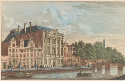 Bygning af Felix Meritis i Amsterdam, ca. 1790 Opbygning af Selskabet Felix Meitis i Amsterdam / Edifices de la societe dit Félix Méritis à Amsterdam (titel på objekt) af Carel Frederik Bendorp (I)