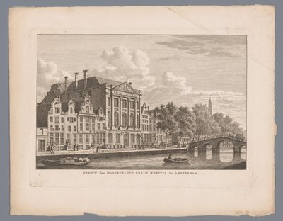 Udsigt over Felix Meritis i Amsterdam Bygning af Felix Meritis-foreningen i Amsterdam (titel på objekt) af Carel Frederik Bendorp (I)