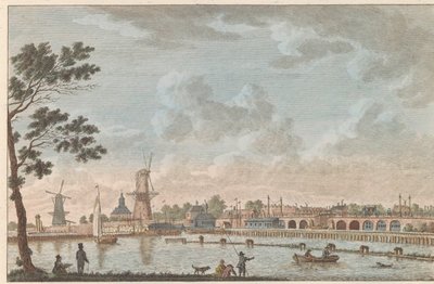 Gezicht op de Hogesluis, ca. 1790 Hooge Amstel Sluis te Amsterdam / Højbro, kaldet hoog sluis - tidligere hed Lovers