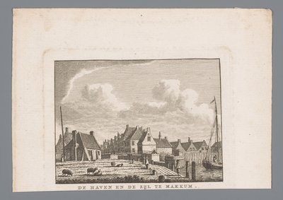 Haven en Zijl i Makkum Havnen og siden ved Makkum (titel på objektet) af Carel Frederik Bendorp (I)