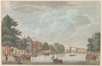 Spaarne i Haarlem, ca. 1790 Het Binnen Spaarne i Haarlem / Riviere dette reserveinteriør i Haarlem (titel på objekt) af Carel Frederik Bendorp (I)
