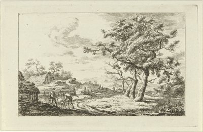 Jægere med en hund på sporet Landskaber (a-f) (serietitel) af Carel Lodewijk Hansen