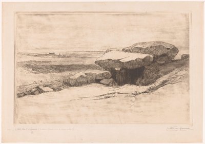 Dolmen of Rondossec på kysten ved Plouharnel af Carel Nicolaas Storm van 