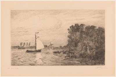 Udsigt over Vecht nær Weesp La Vecht près Weesp (original titel) af Carel Nicolaas Storm van 