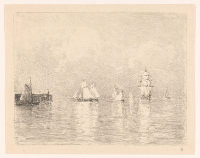 Sejlskibe ved rederiet i Cuxhaven af Carel Nicolaas Storm van 