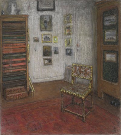 Studiehjørne med stol og kunstskab, i Haag, Nieuwe Schoolstraat 28 af Carel Nicolaas Storm van 