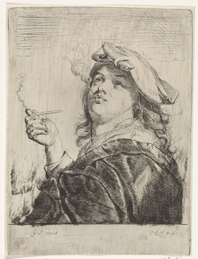 Ryger med pibe i hånden af Carel de Moor (II)