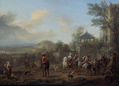 Lähtö Metsästykseen af Carel van Falens or Valens
