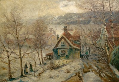 Kystlandskab med hus af Carl Edvard Diriks