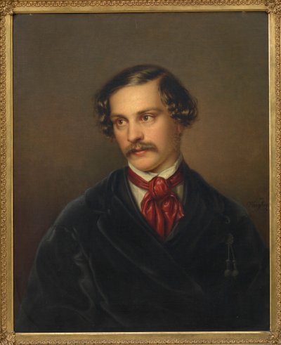 Portræt af dramatikeren og komponisten Alexander Baumann 1814-1857, ca 1845. af Carl Adolph Wangberg