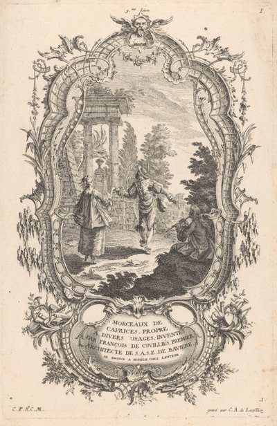dansende par Figurer i landskaber (serietitel) 9me Livre I Morceaux De Caprices, Propre A Divers Usages (serietitel på objekt) af Carl Albert von Lespilliez