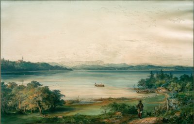 Ammersee set fra Ried Slot af Carl August Lebschee