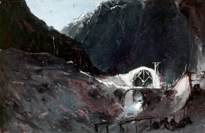 Tysk: Bau der Teufelsbrücke Bygning af Djævelens bro af Carl Blechen