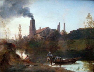 Tysk: "Walzwerk Neustadt-Eberswalde" eller "Valsemøllen nær Eberswalde" Valsemøllen Neustadt-Eberswalde af Carl Blechen