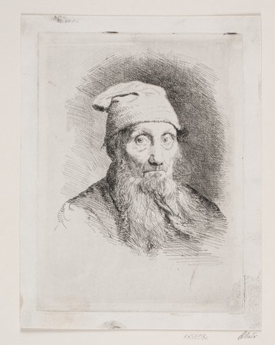En gammel mand med hue. Brystbillede af Carl Bloch