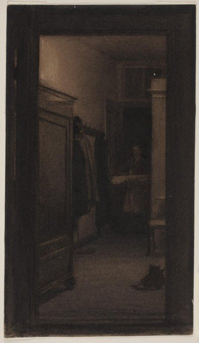 Pige bærer bakke ind i entre af Carl Bloch