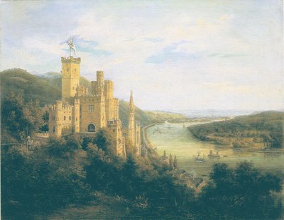 Udsigt over borgen Stolzenfels ved floden Rhein af Carl Daniel Freydanck