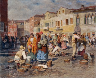 Fiskemarked i Venedig af Carl Feiertag