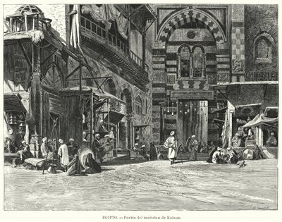 Indgang til komplekset Qalawun, Kairo, Egypten (litho) af Carl Friedrich Heinrich (after) Werner