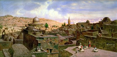 En udsigt over Jerusalem med den hellige klippekupe, 1864 af Carl Friedrich Heinrich Werner