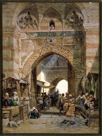 Bazaar Scene, 1875 (wc på papir) af Carl Friedrich Heinrich Werner