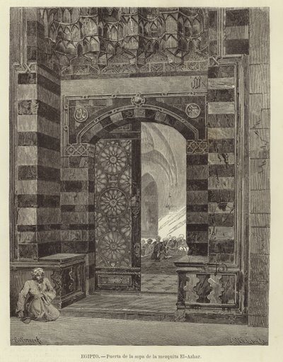 Egypten - Porten til Al-Azhar-moskeen af Carl Friedrich Heinrich Werner