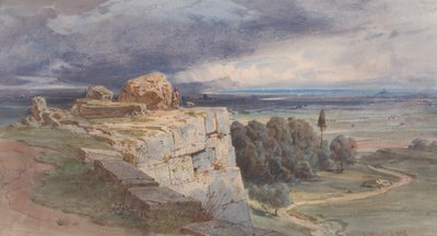 Udsigt over Norba fra nord mod San Felice Circeo, 1856. af Carl Friedrich Heinrich Werner