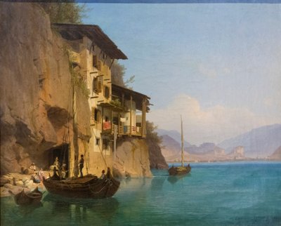 Ponale-værtshuset ved Gardasøen af Carl Friedrich Heinzmann