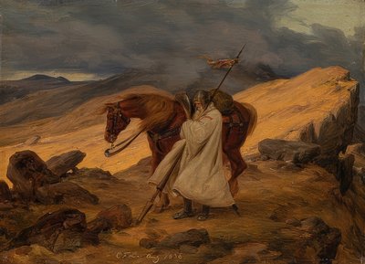 Korsfarer på vagt i bjergene. 1836 af Carl Friedrich Lessing