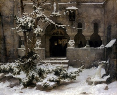 Klosterhave i sne af Carl Friedrich Lessing