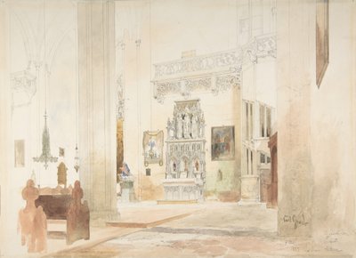 Interiør af Saint Severin-kirken i Erfurt, 1855. af Carl Georg Anton Graeb