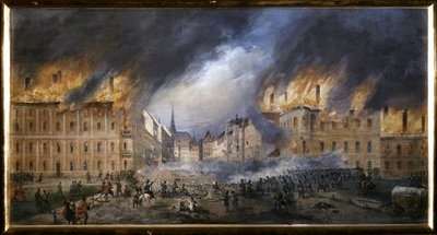 MARCH REVOLUTION: Kamp ved stjernebarrikaden i Jagerzelle den 28. oktober af Carl Goebel