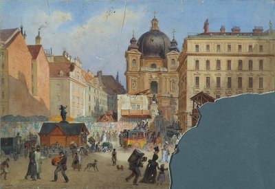 Peterskirche i Wien set fra Graben af Carl Goebel d. J.