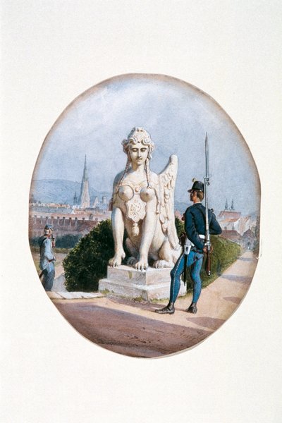 En infanterist på vagtvagt foran Upper Belvedere af Carl Goebel d. J.
