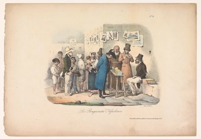 Boghandlerbod i Napoli Le Bouquiniste Napolitain (titel på objekt) Genrescener i Napoli (serietitel) Populære scener fra Naples og douze Tableaux (serietitel) af Carl Gustaf Hjalmar Mörner
