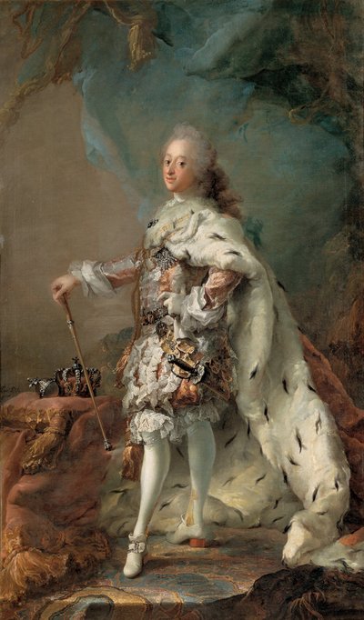 Portræt af Frederik V 1723-1766 i Salvekåbe, ca. 1750 af Carl Gustaf Pilo