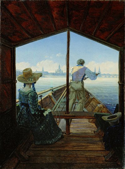 En gondol på Elben nær Dresden af Carl Gustav Carus