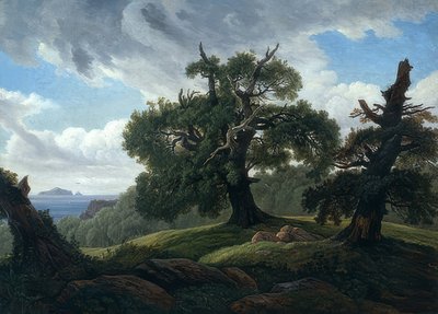Egetræer ved havet. 1835 af Carl Gustav Carus