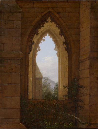 Gotisk vindue i ruinerne af Oybin-klosteret af Carl Gustav Carus