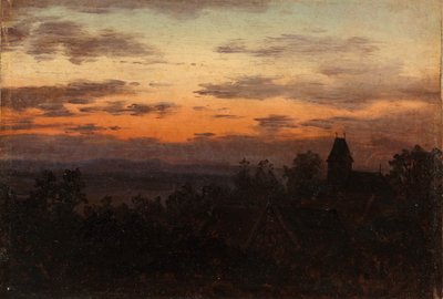 Landskab ved solnedgang af Carl Gustav Carus