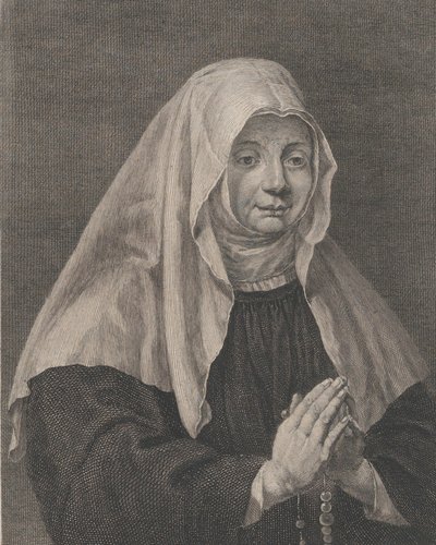 Portræt af en bedende nonne, ca. 1771. af Carl Guttenberg