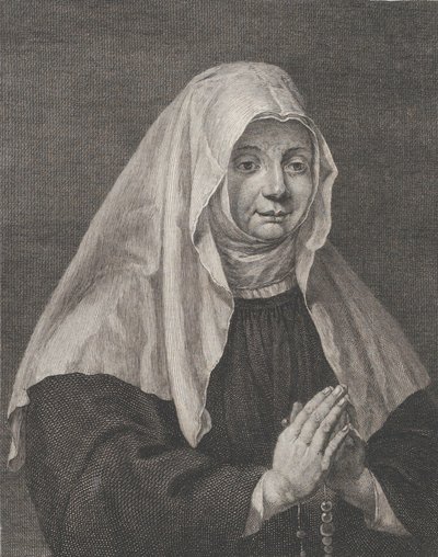 Portræt af en bedende nonne, ca. 1771. af Carl Guttenberg