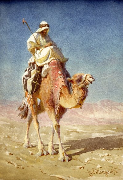 En bedaween på en kamels ryg, 1874 af Carl Haag