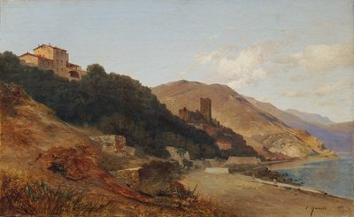 Italiensk aftenlandskab (efterårsaften på Rivieraen nær Bordighera) af Carl Hasch