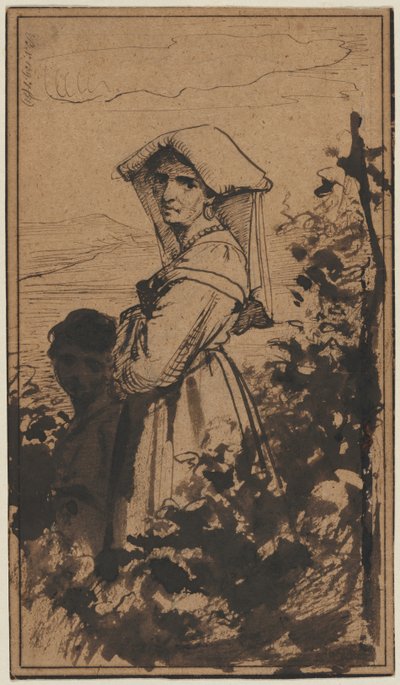 Stående Kvinde og Barn, 2. halvår 1800-tallet. af Carl Heinrich Bloch