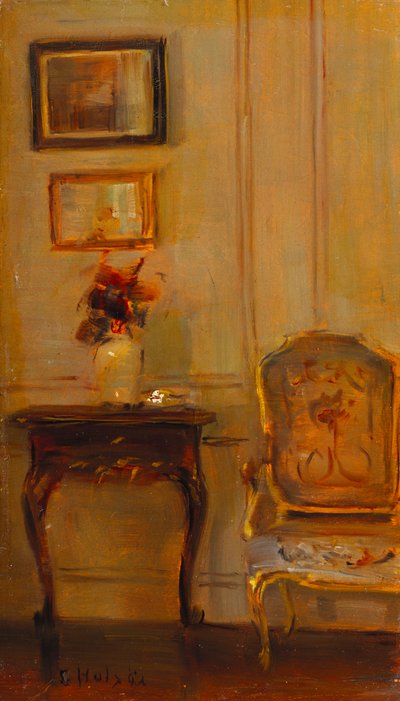 Et tegnestue interiør (olie på panel) af Carl Holsoe
