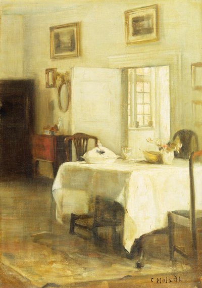 Spisestuen (olie på lærred) af Carl Holsoe