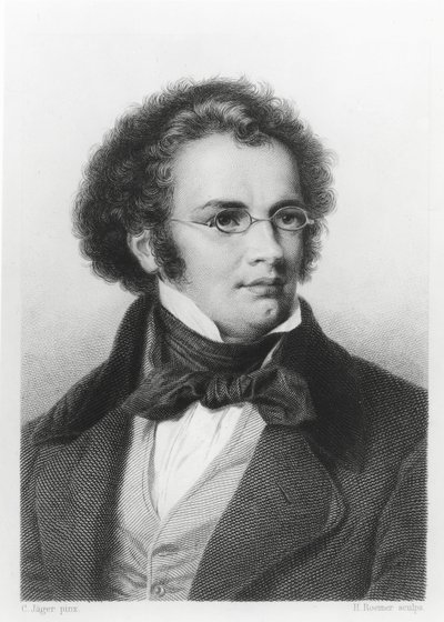 Portræt af Franz Schubert (1797-1828) graveret af H. Roemer af Carl Jaeger