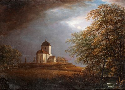 Udsigt fra Andrarums kirke af Carl Johan Fahlcrantz